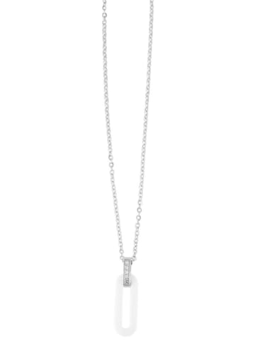 Adeliás Damen Halskette – Ankerkette aus Edelstahl mit Zirkonia 45 cm in silber