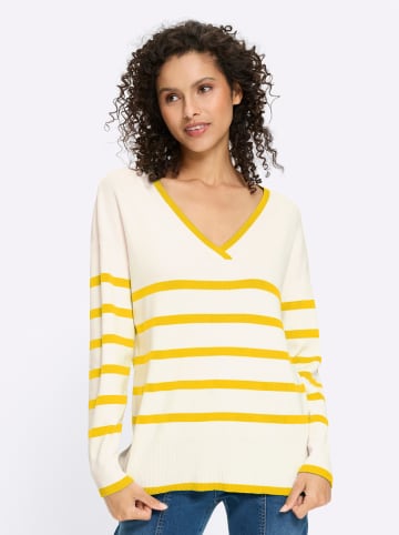 Heine Pullover in sonnengelb-ecru-geringelt