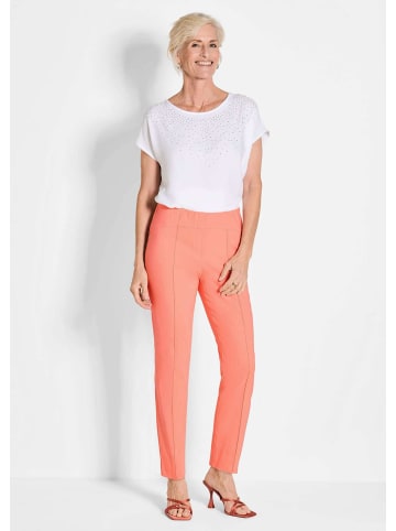 GOLDNER Kurzgröße:  Orange Hose LOUISA mit Biesen in pfirsich