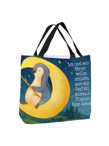 Mr. & Mrs. Panda Tote Bag Pinguin Mond Design mit Spruch in Weiß