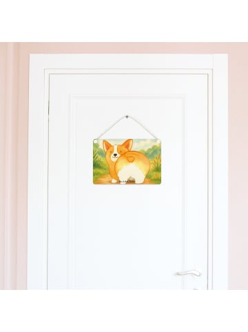 Mr. & Mrs. Panda Holzschild Corgi Po Design ohne Spruch in Weiß