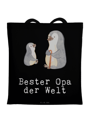 Mr. & Mrs. Panda Tragetasche Pinguin Bester Opa der Welt mit Spruch in Schwarz