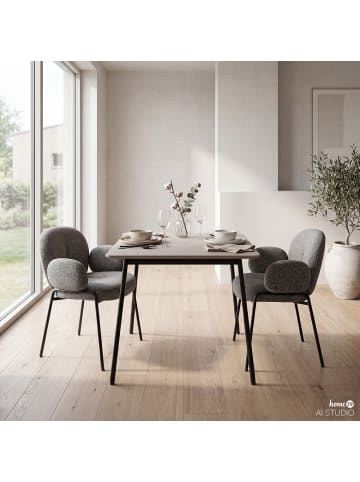 home24 home24 Armlehnenstuhl im 2er-Set aus Strukturstoff und Eisen im modernen Stil in Grau