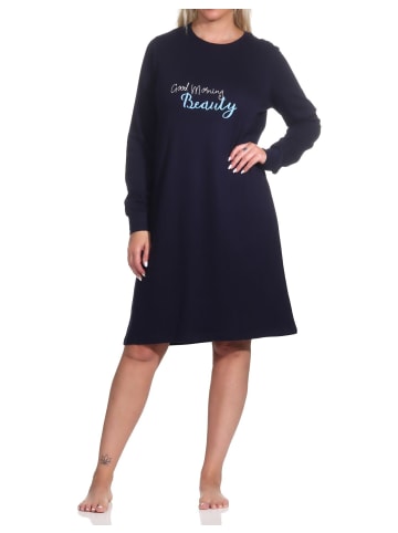 NORMANN langarm Nachthemd Bündchen interlock - 76405 in marine