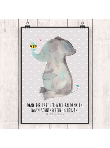 Mr. & Mrs. Panda Bild Elefant Biene mit Spruch in Grau Pastell