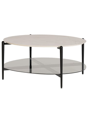 home24 home24 Couchtisch (1er Set) - Marmor Weiß Dekor - Keramik & Stahl - 94.0 x 40.0 x 94.0 cm in Marmor Weiß Dekor