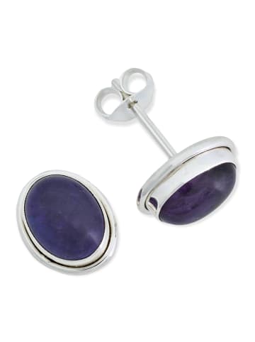 mantraroma 925er Silber - Ohrstecker (L) 11 x (B) 9 mm mit Amethyst