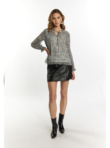 faina Damen Bluse Mit Leo-Print in Weiss Mehrfarbig
