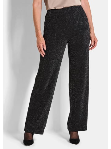 GOLDNER Stoffhose Glänzende, weite Jerseyhose VERA in schwarz / silberfarben