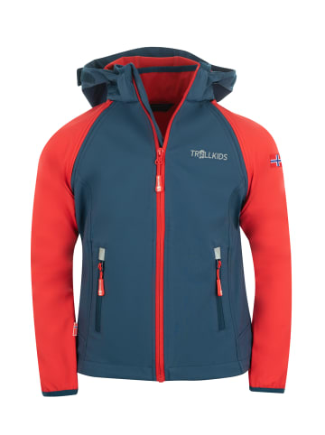 Trollkids Softshell Jacke Zip Off "Rondane" in Hellrot / Blau