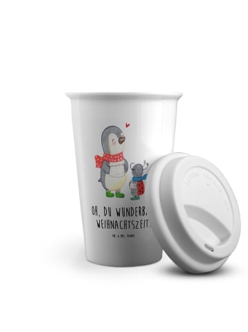 Mr. & Mrs. Panda Travel Mug Smörle Winterzeit mit Spruch in Weiß