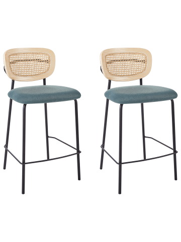 Beliani 2er-Set Barhocker MAYETTA in /Blau/Schwarz