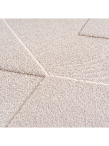 KADIMA DESIGN Teppich Kurzflor Waschbar Geometrisch LAVAREDO Strapazierfähig in Creme