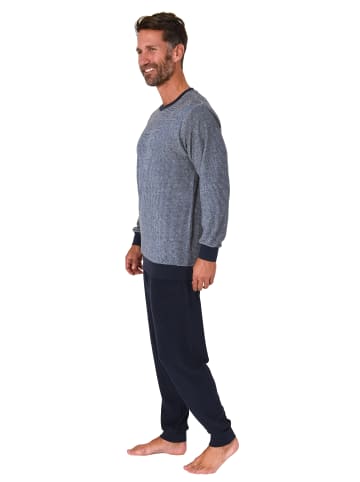NORMANN langarm Frottee Schlafanzug Pyjama Bündchen - 82405 in blau