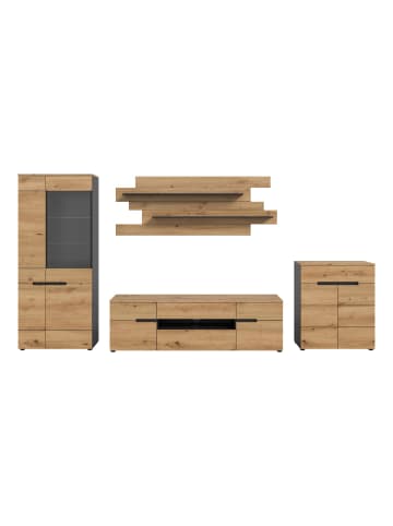 ebuy24 Regalsystem Canu (4-teilig) Eiche 375 x 44 cm