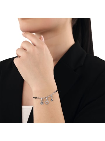 Amor Charmarmband Silber 925, rhodiniert, Textil in Schwarz