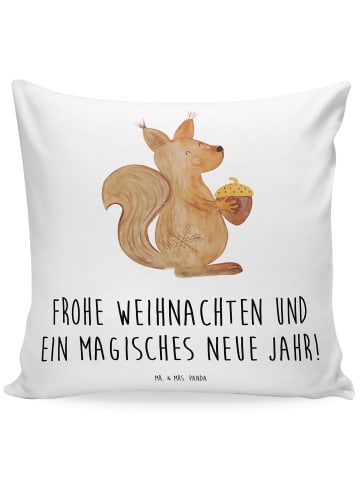 Mr. & Mrs. Panda Deko Kissen Eichhörnchen Weihnachten mit Spruch in Weiß