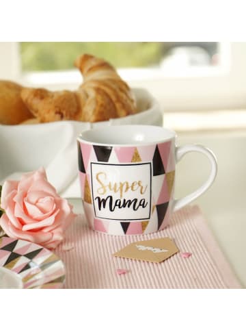 Geda Labels Tasse Super Mama Muster in Rosa - 300 ml