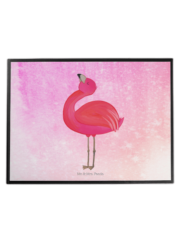 Mr. & Mrs. Panda Schreibtischunterlage Flamingo Stolz ohne Spruch in Aquarell Pink