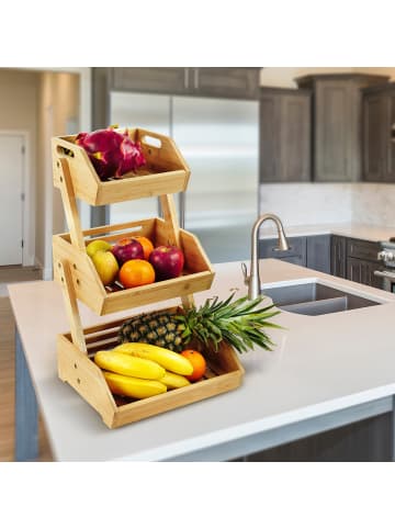 relaxdays Obst Etagere in Natur - (B)30 x (H)49 x (T)25 cm