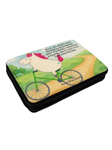 Mr. & Mrs. Panda Federmappe Einhorn Radfahrer Design mit Spruch in Weiß