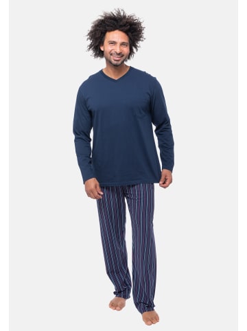 Ammann Schlafanzug Night & Home Cotton in Dunkelblau