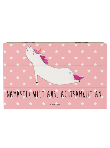Mr. & Mrs. Panda Aufbewahrungsbox Einhorn Yoga mit Spruch in Rot Pastell