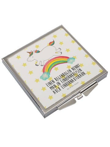Mr. & Mrs. Panda Schminkspiegel klein Einhorn Regenbogen mit Spruch in Weiß