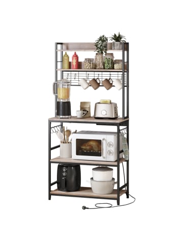 VASAGLE Küchenregal Barnet in Greige-Schwarz - (B)80 x (H)170 x (T)40 cm