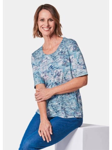 GOLDNER T-Shirt-Set mit Rundhalsausschnitt in bleu / weiß / gemustert