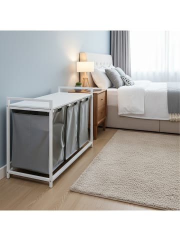 relaxdays Wäschesammler in Grau/ Weiß - (B)109,5 x (H)73,5 x (T)33 cm