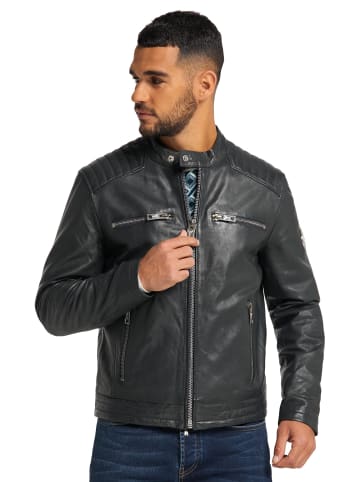 Carlo Colucci Lederjacke Centofanti in Dunkelgrau