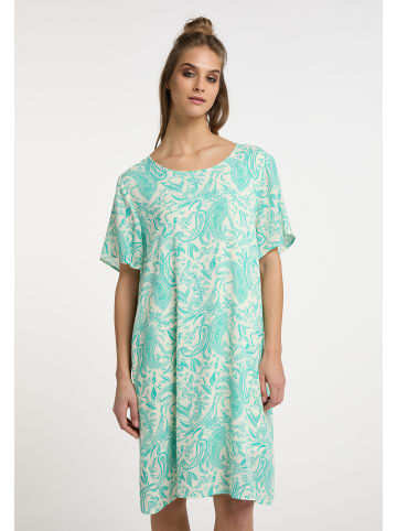 VIRITA Women Kurzarmkleid in Türkis Wollweiss
