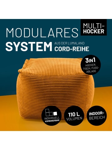 Lumaland LUMALAND Modularer Sitzsack-Hocker aus der Cord-Reihe, 54x54x40 cm - Bezug soft