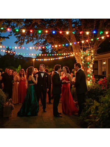 SATISFIRE Garten Party Lichterkette Illu 10 bunte LED Kugellampen 10m schwarz