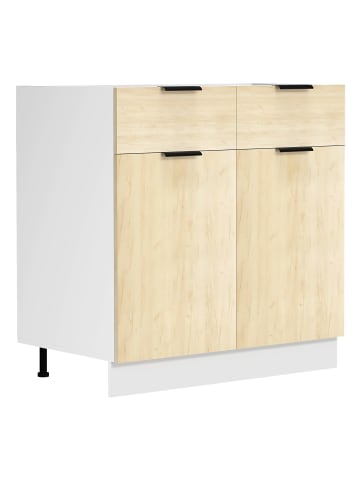 VCM Küchenschrank B80 cm Unterschrank Schublade Fasola in Weiß / Honig-Eiche