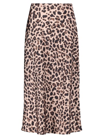Vera Mont Satinrock mit Leoprint in Weiß/Braun