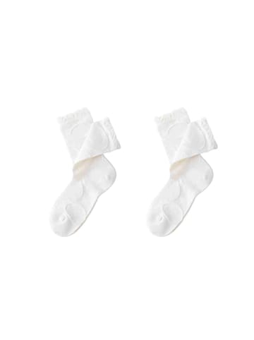 MUNADUNA 2er-Pack Lochmuster Kreis-Mittelsocken in Weiß