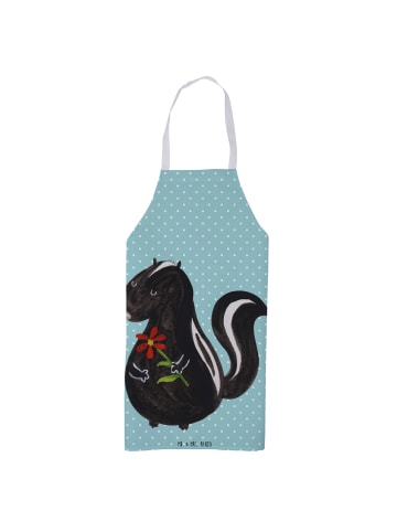 Mr. & Mrs. Panda Küchenschürze Stinktier Blume ohne Spruch in Türkis Pastell
