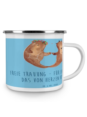 Mr. & Mrs. Panda Kaffeebecher Freie Trauung Jawort mit Spruch in Sky Blue