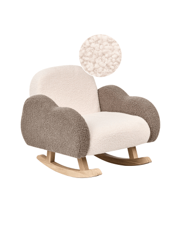 Beliani Schaukelstuhl SKARE in Beige/Heller Holzfarbton - (W) 54 x (H) 52 x (L) 54 cm