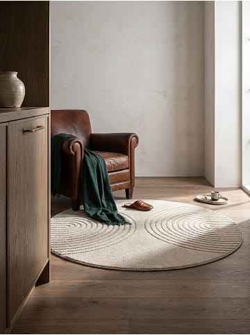 KADIMA DESIGN Rundteppich Geometrisch pflegeleicht Wohnzimmer Schlafzimmer Flur in Beige