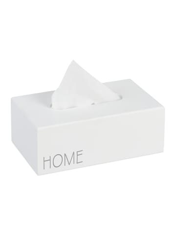 relaxdays Taschentuchbox "Home" in Weiß - (B)25 x (H)9 x (T)15 cm