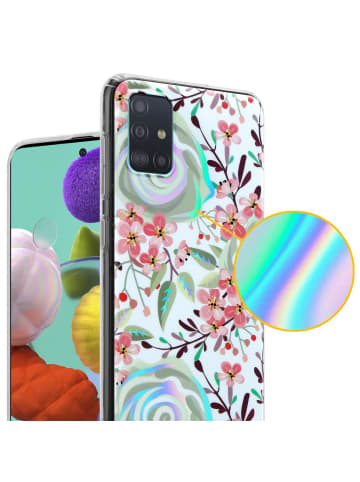 cadorabo Hülle für Samsung Galaxy A51 4G / M40s Blumen Muster in PFIRSICHBLÜTEN