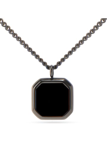 Himmelsflüsterer  Für Herren: Naturstein-Halksette "Oktagon" - Farbe: Schwarz & Schwarzer Achat 