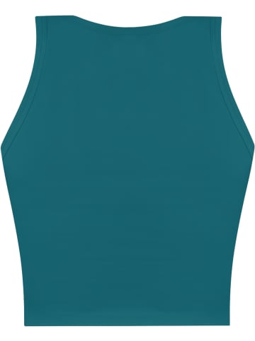 Janice 2 x Damen crop Top hochgeschlossen Niah in Petrol/Schwarz