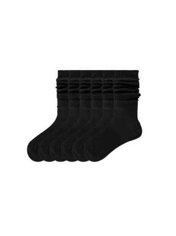 MUNADUNA 6er-Pack Faltende Lange Socken in Schwarz