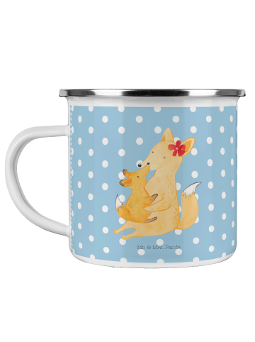 Mr. & Mrs. Panda Camping Emaille Tasse Fuchs Mama ohne Spruch in Blau Pastell