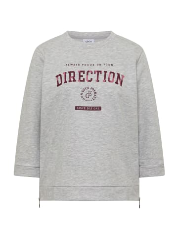 Cecil 3/4-Arm Shirt mit Rundhals und Wording in Light Grey Melange