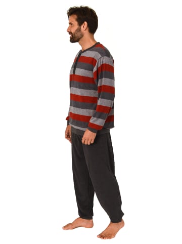 NORMANN Frottee Schlafanzug Bündchen Blockstreifen - 81354 in rot
